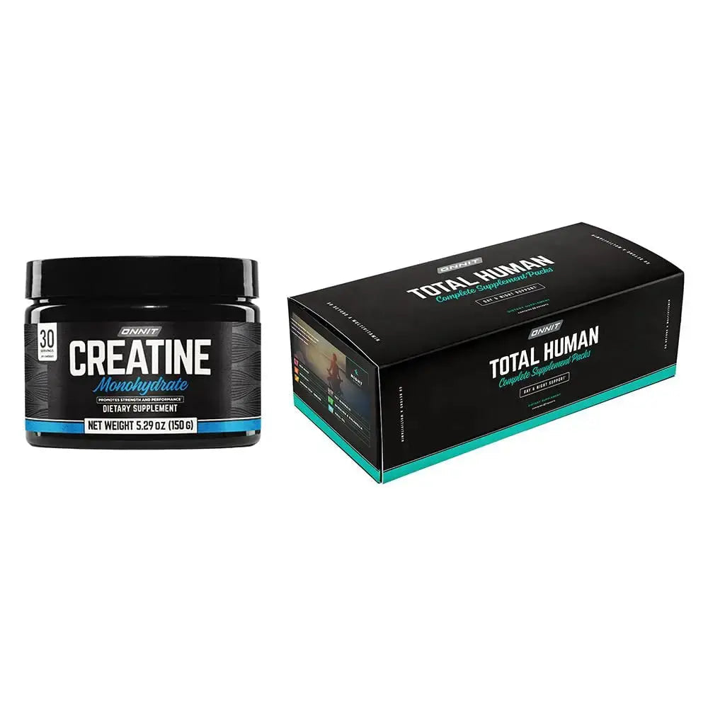 ONNIT Total Wellness & Performance Bundle: Total Human Multivitamin Packs (30-Day Supply) + Creatine Monohydrate Powder (30 Servings) ONNIT Au supplements