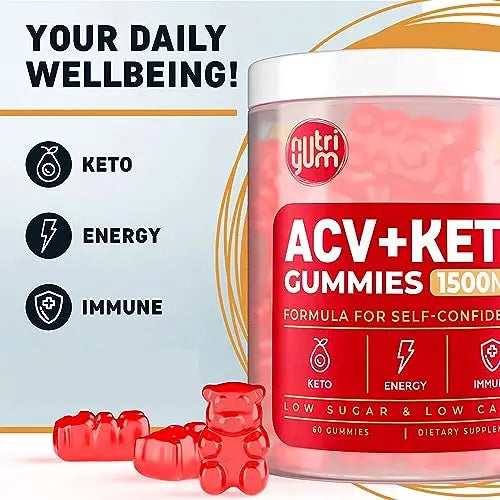 nutriyum ACV Keto Gummies 1500 mg - Low Carb Low Sugar Apple Cider Vinegar Gummies nutriyum Au supplements