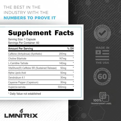 LMNITRIX Burnz ✮ Thermogenic Pills for Men & Women ✮ Energy Supplement ✮ 60 Capsules LMNITRIX Au supplements