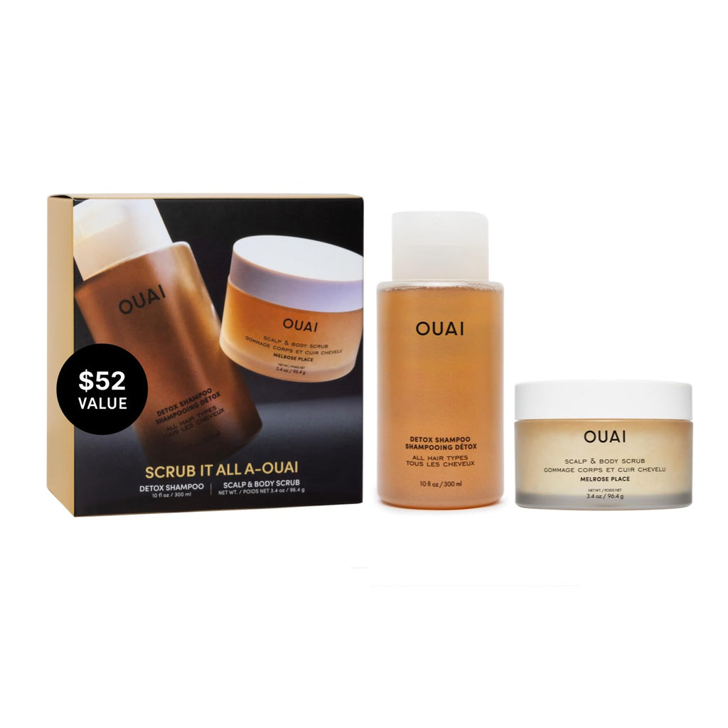 OUAI Hair Care Set - Clarifying Shampoo & Exfoliating Scalp Scrub - Deep Cleansing & Balancing - Hair Care Kit with Detox Shampoo & Travel Size Sugar Scrub for Scalp (2 Count) OUAI Au supplements