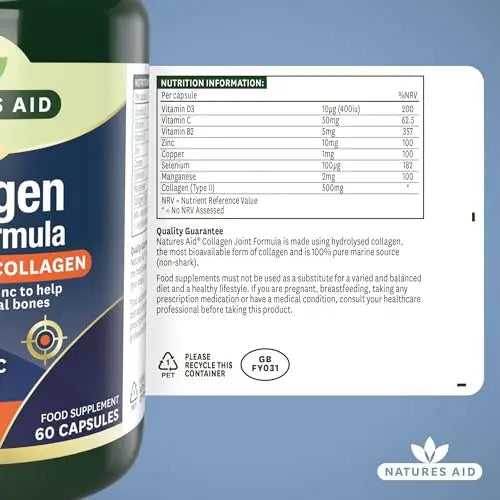Natures Aid Collagen Joint Formula with Vitamin C, Copper and Manganese, Cartilage and Joint Health, 60 Capsules natures aid Au supplements