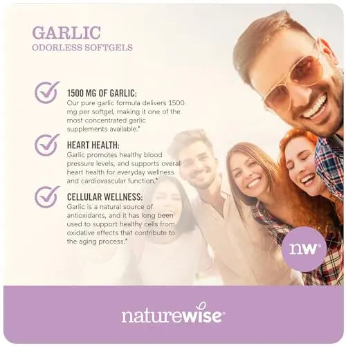 NatureWise Garlic Odorless Softgels 1500mg Support Teeth & Immune System Health NatureWise Au supplements