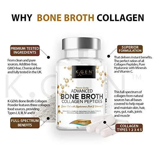 Pure Bone Broth Collagen Supplement Capsules Grass Fed Advanced Blend of Multi Collagen K GEN rejuvenation nutrition Au supplements