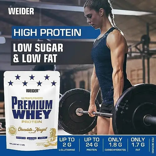 Weider Premium Whey (500g) Chocolate-Nougat Flavour. Ultrafiltrated Proteins from Whey Protein Weider Au supplements