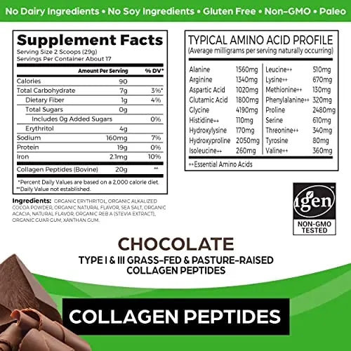 Orgain Hydrolyzed Collagen Powder, 20g Grass Fed Collagen Peptides, Chocolate Orgain Au supplements
