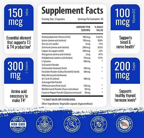 1 Body Thyroid Support Supplement with Iodine - Energy & Focus Support 1 Body Au supplements