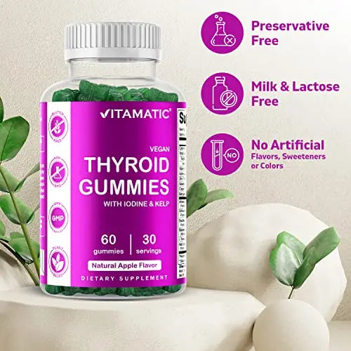 Vitamatic 2 Pack Vegan Thyroid Support Gummies with Iodine & Kelp - 60 Count Vitamatic Au supplements