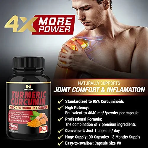 BMVINVOL Turmeric Curcumin Supplement 4040 mg - 95% Curcuminoids with Ginger BMVINVOL Au supplements