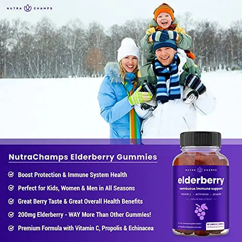 Elderberry Gummies | Sambucus Elderberry Gummies for Adults & Kids | Vitamin C NutraChamps Au supplements