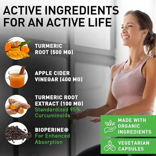PIUS NATURE Turmeric Curcumin and Ginger with Apple Cider Vinegar, USDA Organic PIUS NATURE Au supplements