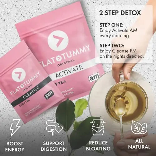 Flat Tummy Tea – 2-step, 4 Week Program – Detox Tea to Boost Energy & Reduce Bloating Flat Tummy Tea Au supplements