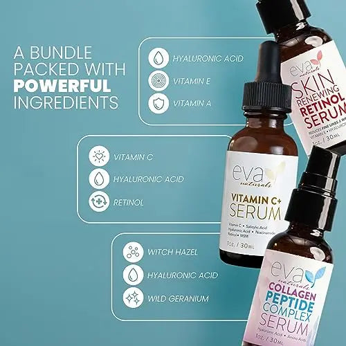 Eva Naturals Anti-Aging Serum Bundle - Vitamin C Serum, Hyaluronic Acid Serum Eva Naturals Au supplements