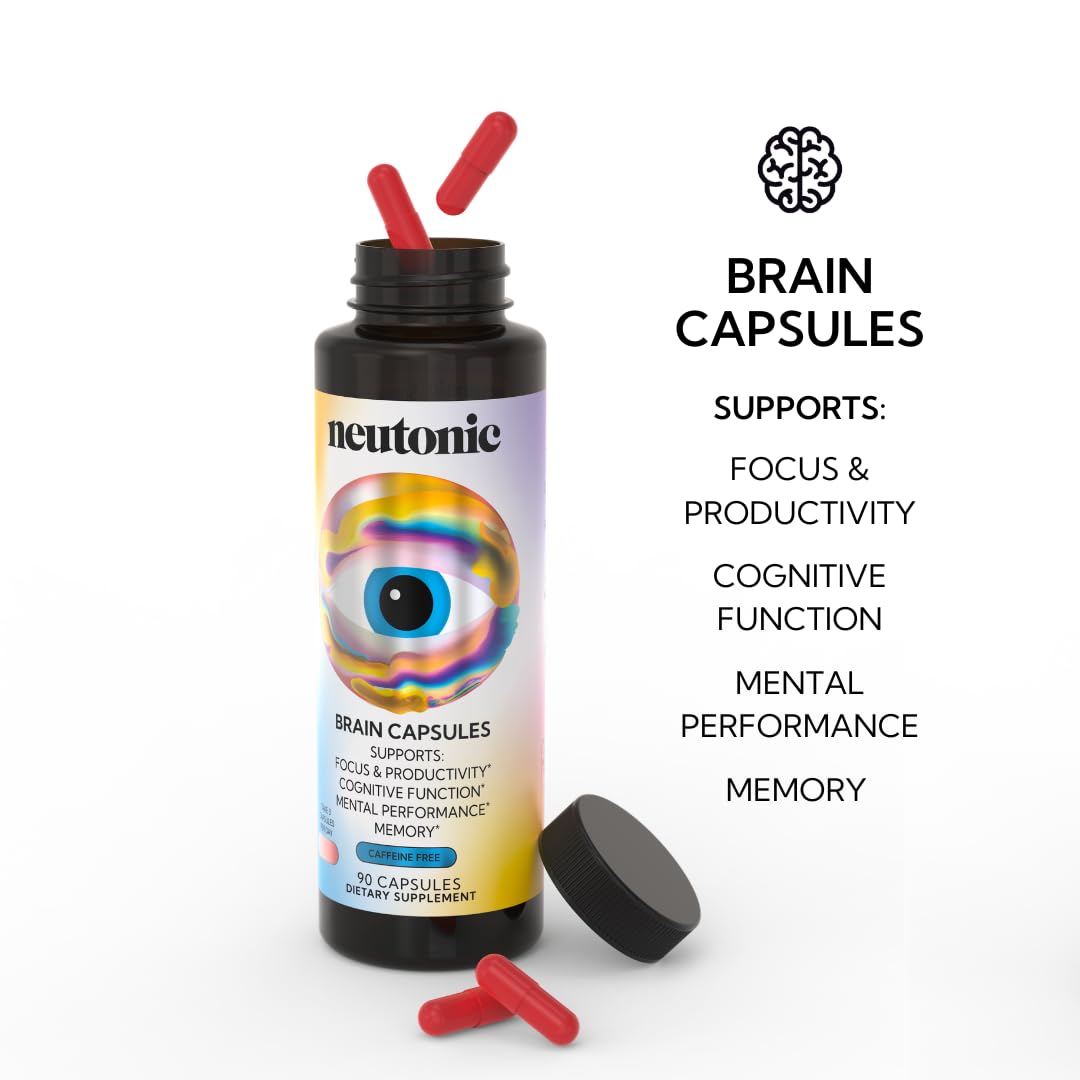Neutonic Nootropic Brain Supplement | 1 Month Supply 90 Capsules | for Men and Women | Support Memory, Mental Clarity, Cognitive Function | Boost Focus, Energy, Brain Health Neutonic Au supplements