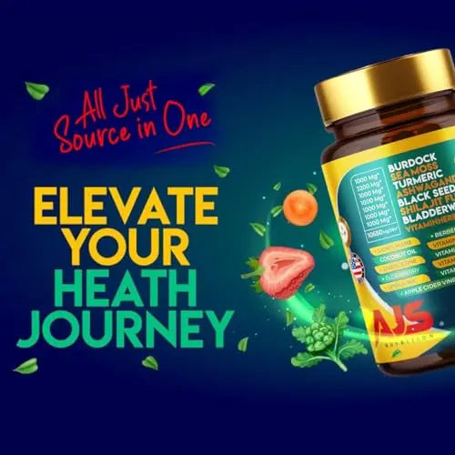 AJS Sea Moss Capsules 3200Mg, Shilajit 1000Mg with Black Seed Oil, Ashwagandha AJS Nutrition Au supplements
