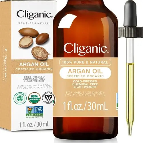 Cliganic Organic Argan Oil for Hair, Face & Skin (1oz) - 100% Pure, Cold Pressed Cliganic Au supplements