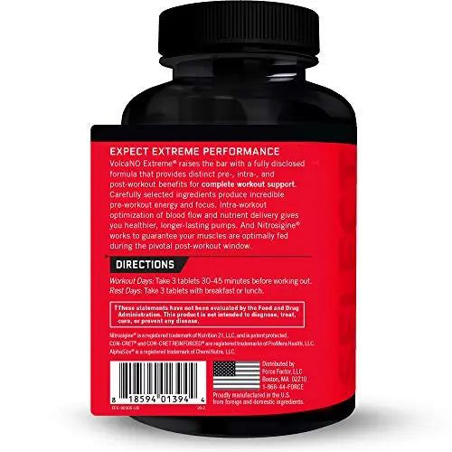 Force Factor Volcano Extreme Pre Workout Nitric Oxide Booster Supplement for Men Force Factor Au supplements