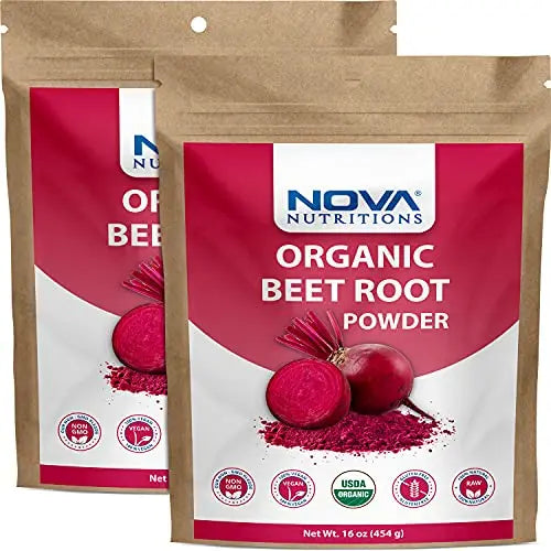2 Pack - Nova Nutritions Certified Organic Beet Root Powder 16 OZ (454 gm) - Nitric Oxide Nova Nutritions Au supplements