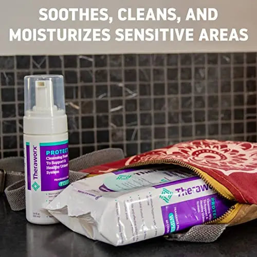 Theraworx Protect U-Pak 60-Ct Wipes & Hygiene Foam 3.4 oz for Urinary Health (Pack of 1) THERAWORX PROTECT Au supplements