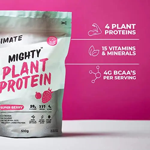 Mighty Ultimate Vegan Protein Powder, Super Berry Flavour, (17 Servings, 510g Bag without Scoop) MIGHTY Au supplements