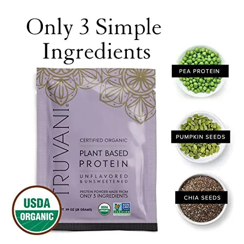 Truvani Organic Vegan Protein Powder Unflavored - 20g of Plant Based Protein, Organic Truvani Au supplements