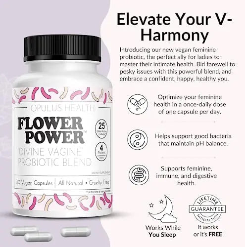 Flower Power 'Divine Vagine' Blend - 30 ct for Balance Urinary Tract Infection, V Health Support for Women Flower Power Au supplements