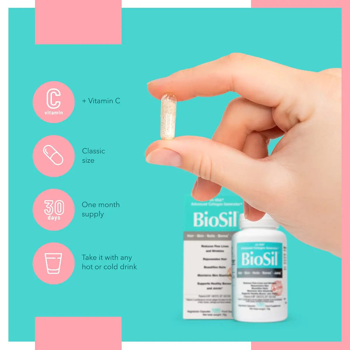 Advanced Collagen Generator with Vitamin C, BIOSIL Supplement for Women - Supports Healthy Hair BioSil Au supplements