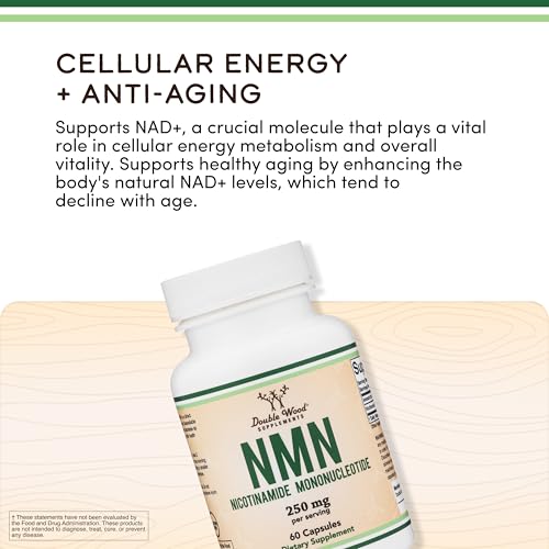 Double Wood Supplements NMN (Nicotinamide Mononucleotide) 250mg, 60 Capsules - 30 Servings, Gluten Free Double Wood Supplements Au supplements