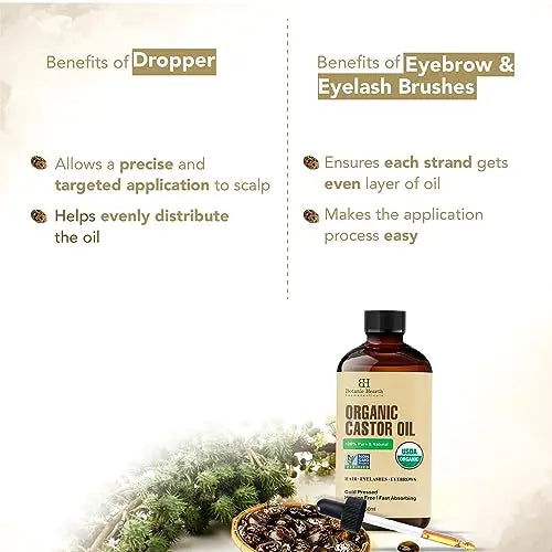 Botanic Hearth Castor Oil | USDA Certified Organic |100% Pure & Hexane Free | Cold Pressed | Growth Botanic Hearth Au supplements