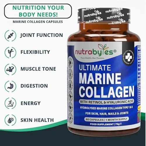 High Strength Marine Collagen with Hyaluronic Acid, Retinol and Vitamin C NUTRABYTES Au supplements
