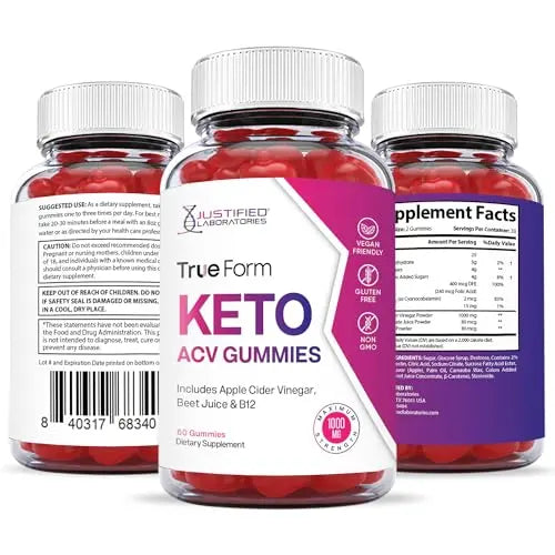Justified Laboratories True Form Keto ACV Gummies 1000MG Vegan Non GMO Justified Laboratories Au supplements