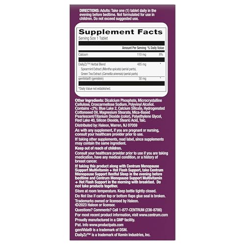 Centrum Restful Sleep Menopause Support Tablets, Supplement with Clinically Studied DailyZz and geniVida, 28 Count Centrum Au supplements