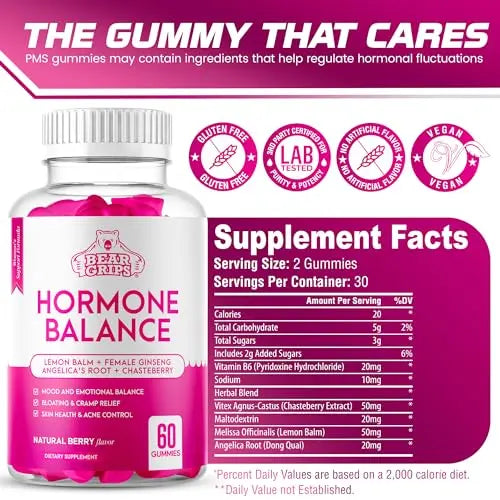 Hormone Balance for Women - PMS Relief Gummies and Bloating Relief for Women Bear Grips Au supplements