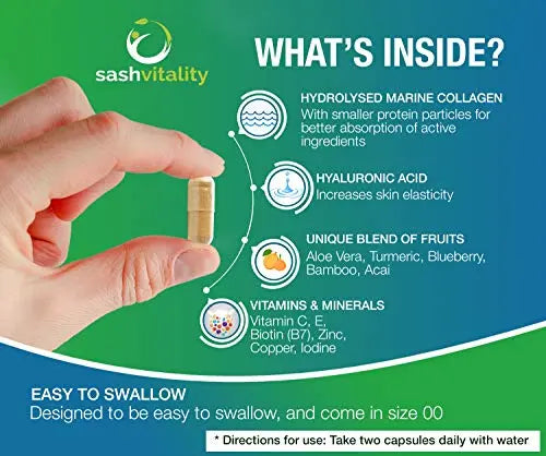 Marine Collagen Supplements - 90 Capsules with Vitamin C, Vitamin E, Hyaluronic Acid, Aloe Vera, Turmeric SASH Vitality Au supplements