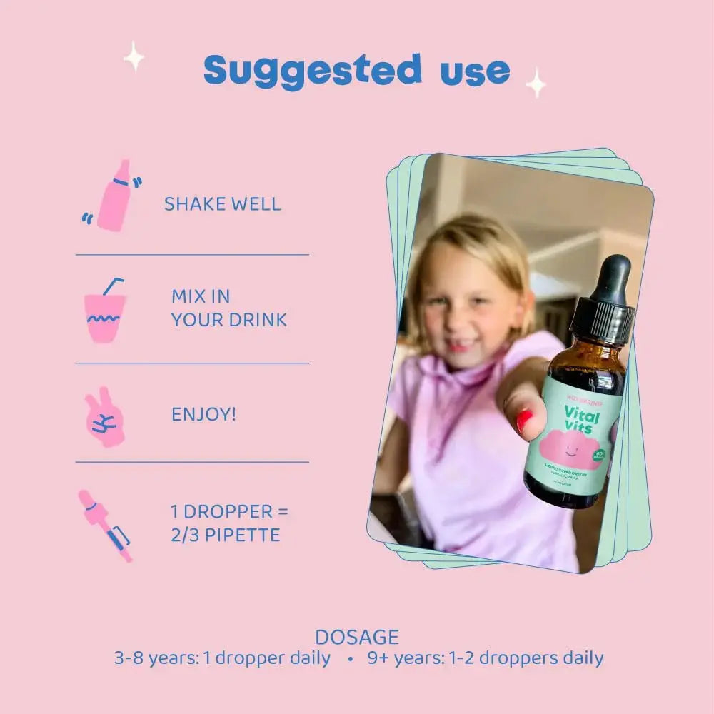 JoySpring Vital Vits - Kids Liquid Multivitamin - 1 fl oz (30 Servings) | Herbal Liquid Vitamins for Kids | Natural Flavor | JoySpring Au supplements