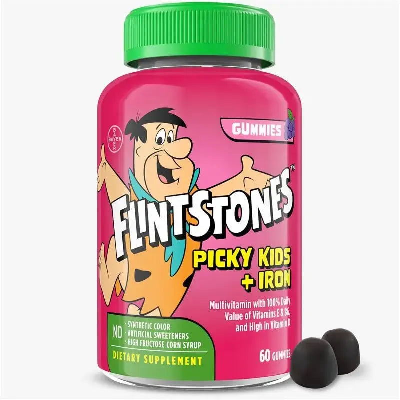 Flintstones Vitamins for Picky Kids + Iron, Kids Multivitamin Gummies with Vitamin C, D, E, B6 and Iron, Gummy Vitamins, Grape Flavored, 60 Gummies Flintstones Vitamins Au supplements