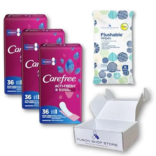 Carefree Liners Extra Long- Pantiliners for Women 36 Count (Pack of 3), Set with Feminine Flushable Msupps.com Au supplements