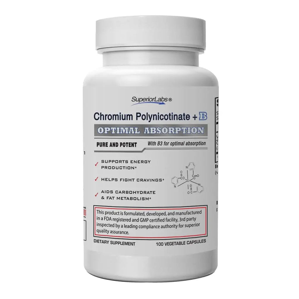 Pure Chromium Polynicotinate Supplement - Made in USA - 200mcg + Vitamin B3 for Optimal Superior Labs Au supplements