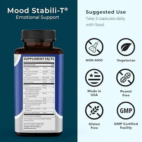 LifeSeasons - Mood Stabili-T - Positive Mood Booster - Enhanced Calmness and Happiness - Relaxed and Balanced Mind LifeSeasons Au supplements