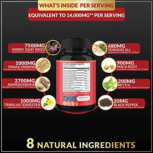 BMVINVOL (2 Packs) Horny Goat Weed Capsules, 14000mg Herbal Equivale BMVINVOL Au supplements