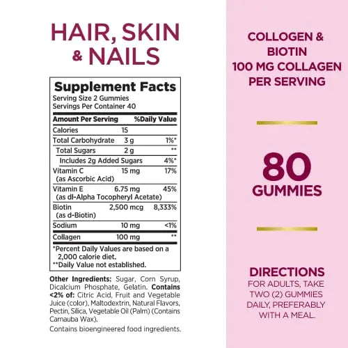 Nature's Bounty Optimal Solutions Hair, Skin & Nails with Biotin and Collagen, Citrus-Flavored Nature's Bounty Au supplements