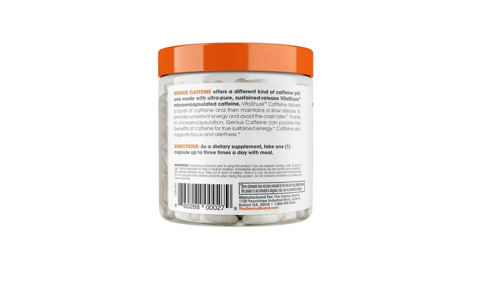 Genius Caffeine Pills 100mg, Extended-Release Microencapsulated Caffeine Pills The Genius Brand Au supplements