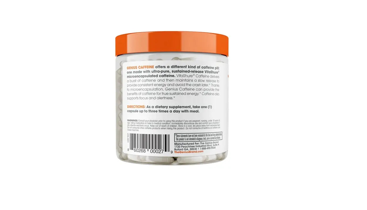 Genius Caffeine Pills 100mg, Extended-Release Microencapsulated Caffeine Pills The Genius Brand Au supplements