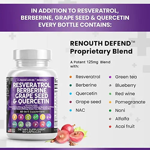 Resveratrol 6000mg Berberine 3000mg Grape Seed Extract 3000mg Clean Nutraceuticals Au supplements