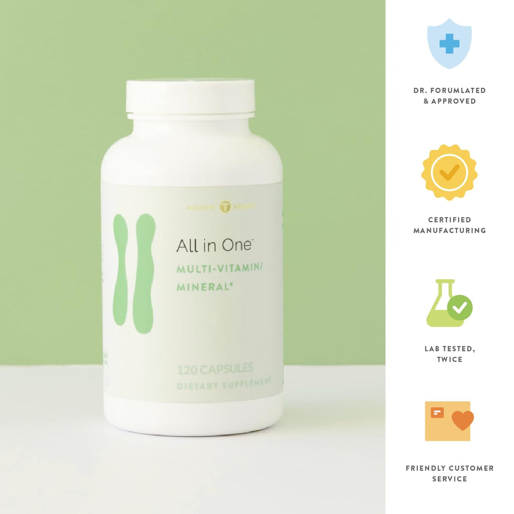 Holistic Health All in ONE Multi Vitamin and Mineral for Antioxidant Boost, Multi Minerals Supplement for Supporting Methylation