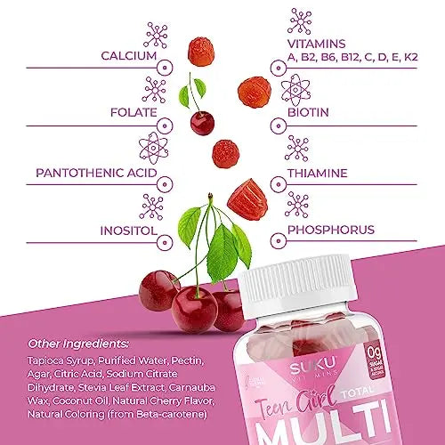 SUKU Vitamins Teen Girl Gummies – Sugar Free Vegetarian Gummy Vitamins Supplement SUKU Vitamins Au supplements