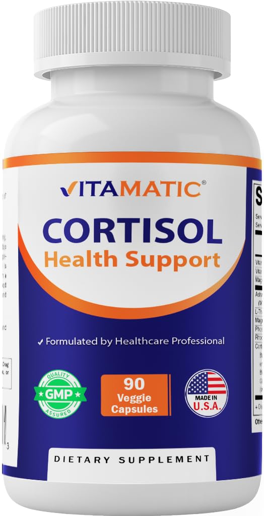 Vitamatic Cortisol Health Support - 90 Veggie Capsules - Made with Adaptogenic Blend with Ashwagandha, Rhodiola, Magnolia, L-Theanine, Phosphatidylserine Vitamatic Au supplements