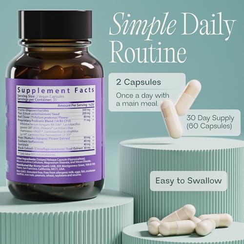 BIOMA Menopause Support Probiotics for Women - Hormone Free Hot Flash & Night Sweat Relief - Gut-Hormone Balance with Phytoestrogens, BB536, Delayed Release (60 Capsules - 30 Day Supply) BIOMA Au supplements
