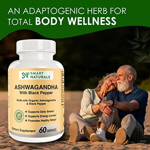 Smart Naturals Organic Ashwagandha with Black Pepper Herbal Supplements, Relieves Smart Naturals Au supplements