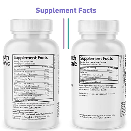 Youth & Tonic DIM Supplement for Women – Estrogen Metabolism & Hormonal Support – Menopause, Perimenopause & Premenopausal Bundle, 90 Capsules Youth & Tonic Au supplements